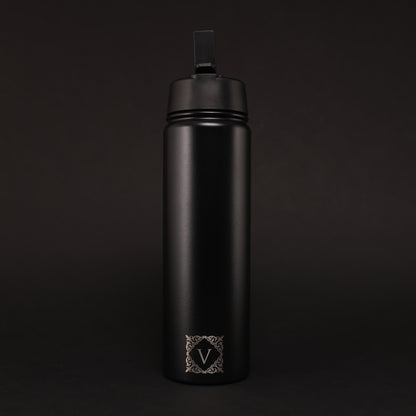 Versai Black Stainless Steel Straw Water Bottle (500ml / 650ml / 1L)
