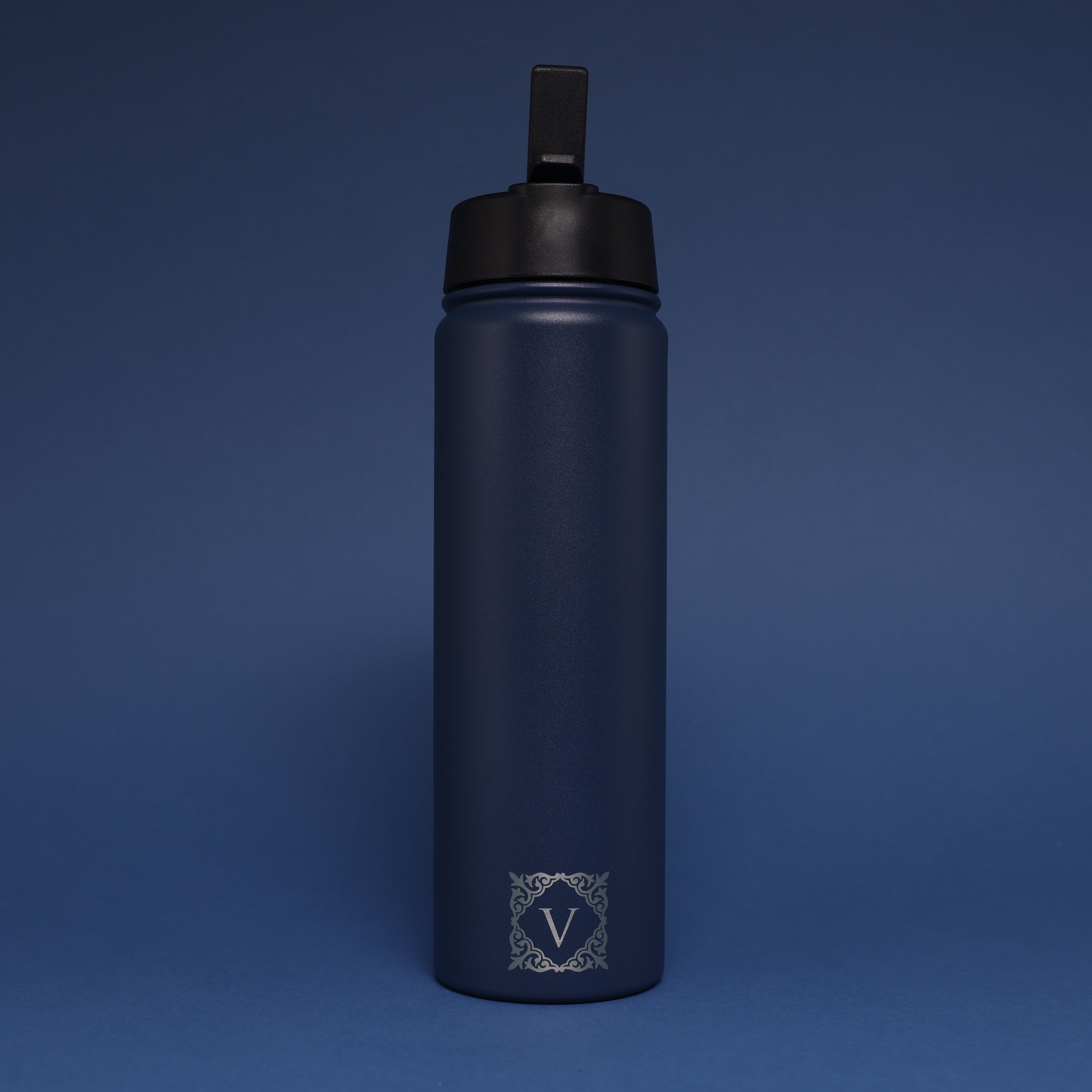 Versai Navy Blue Stainless Steel Straw Water Bottle (500ml / 650ml / 1L)