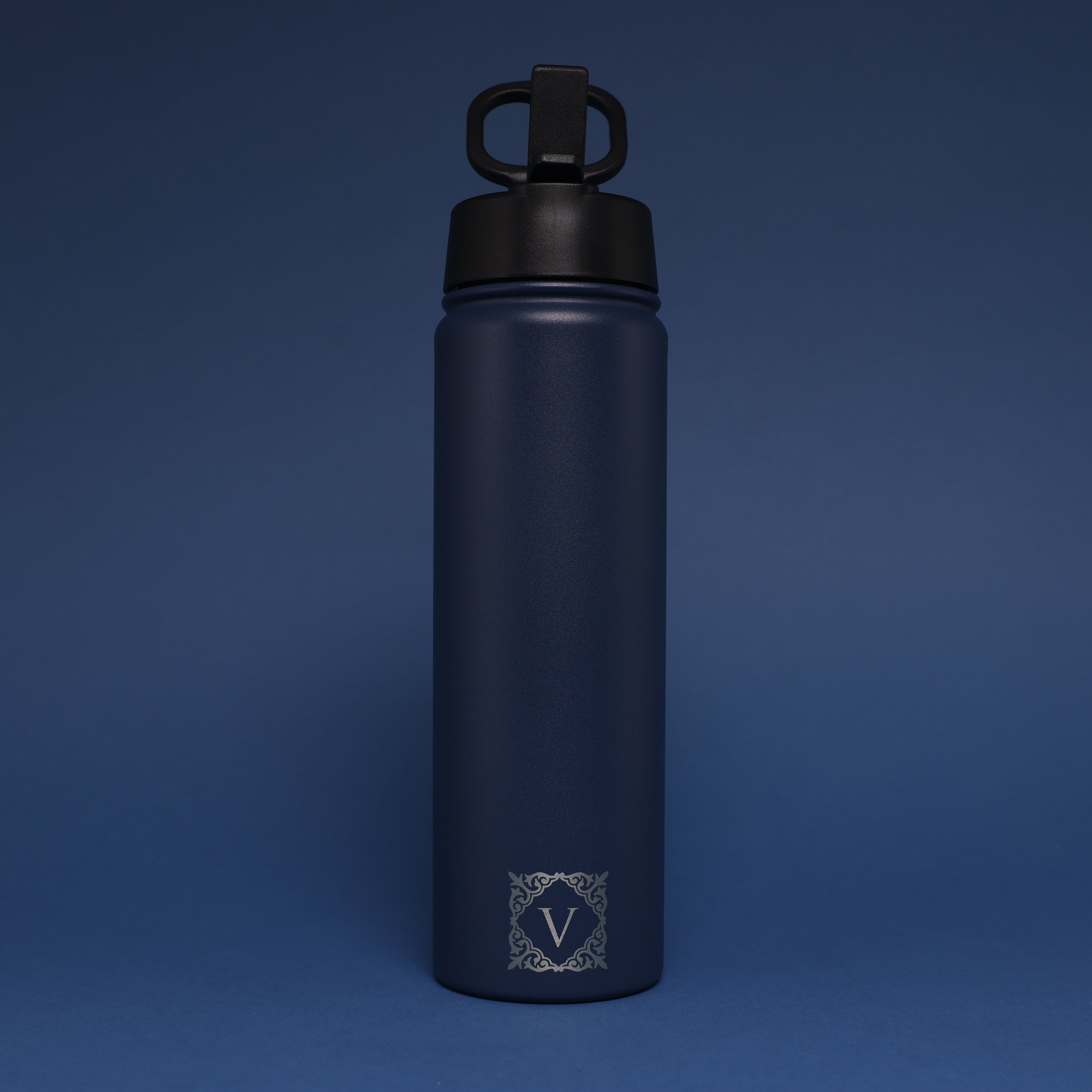 Versai Navy Blue Stainless Steel Straw Water Bottle (500ml / 650ml / 1L)