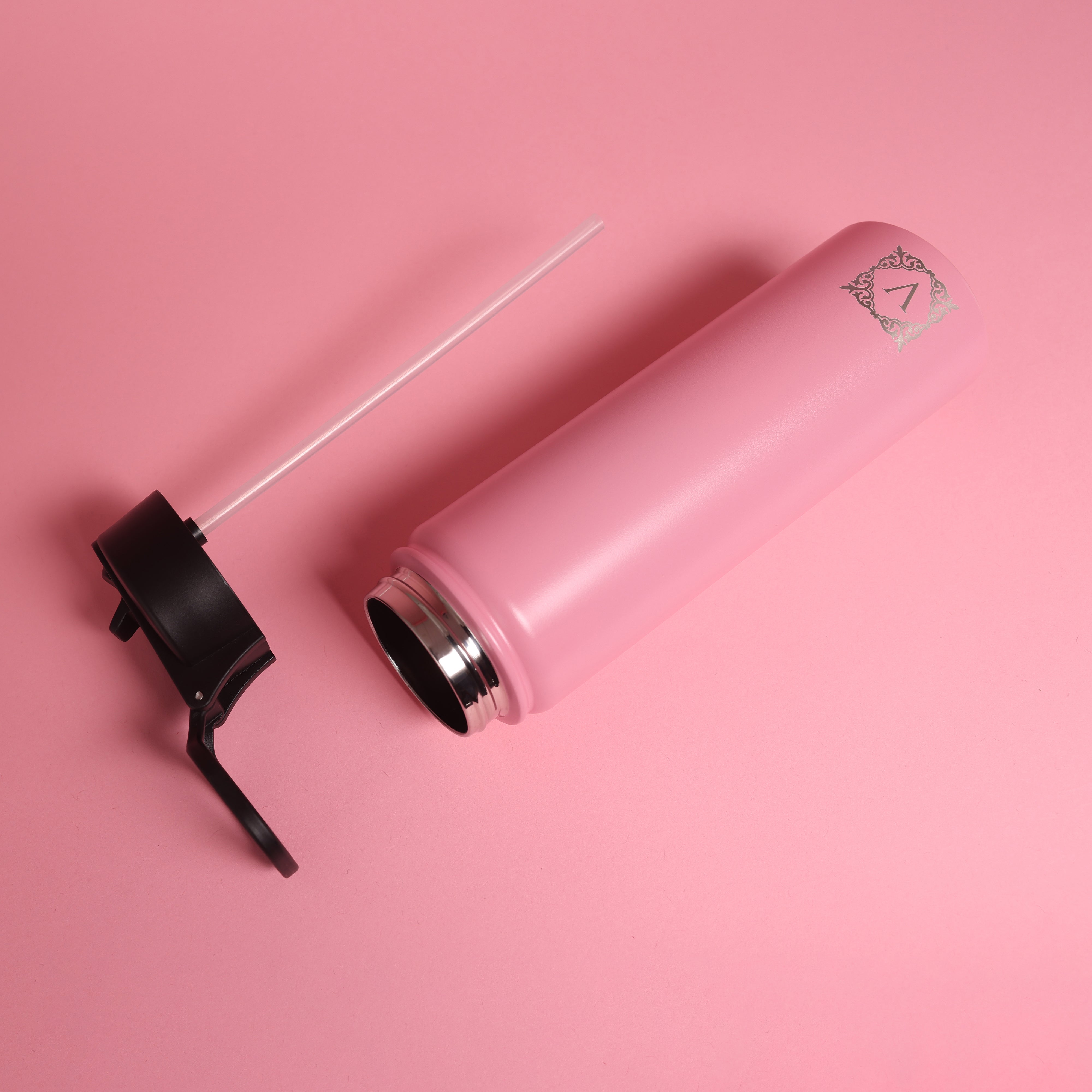Versai Pink Stainless Steel Straw Water Bottle (500ml / 650ml / 1L)