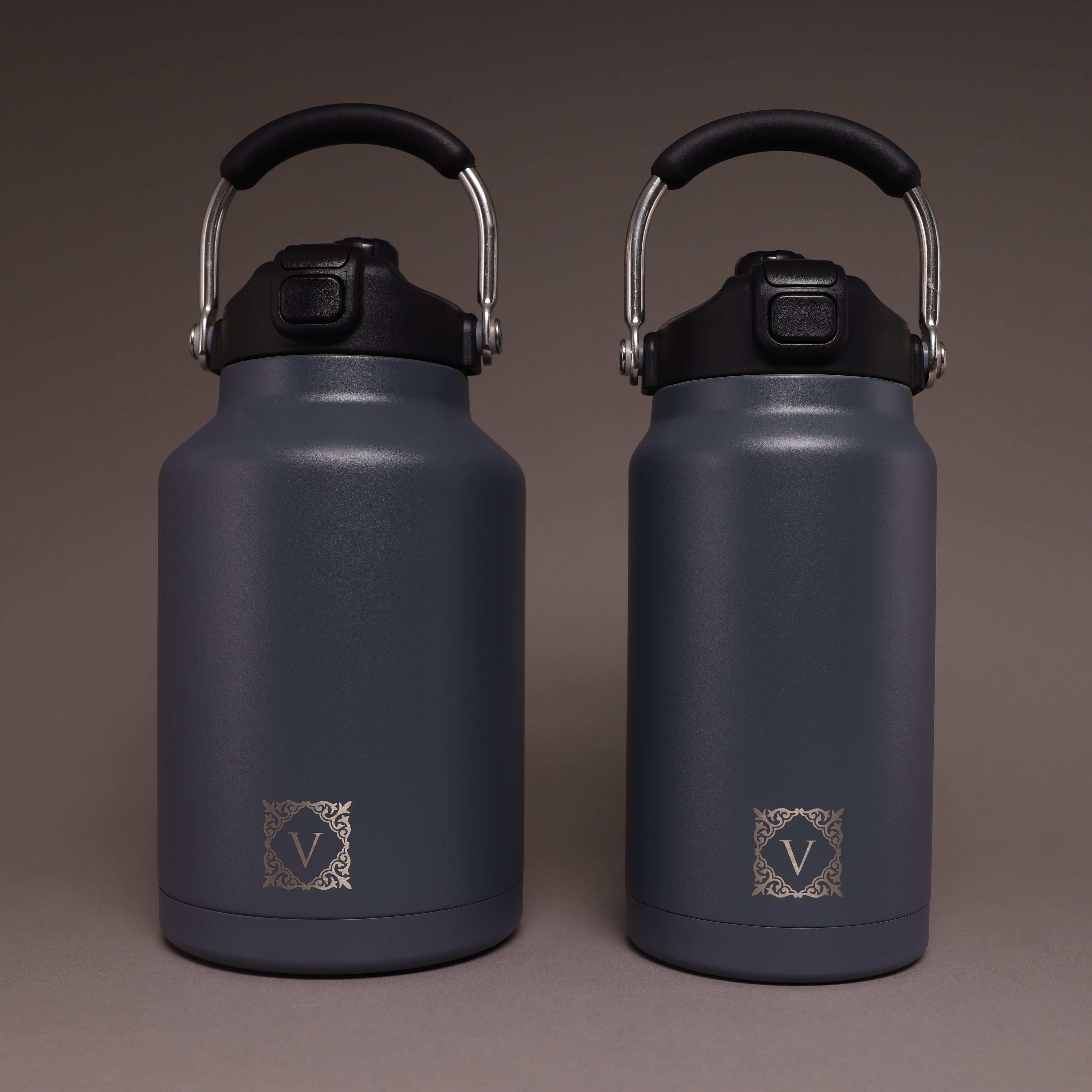 Versai 1L / 1.5L / 2.2L Grey Stainless Steel Straw Spout Water Bottle