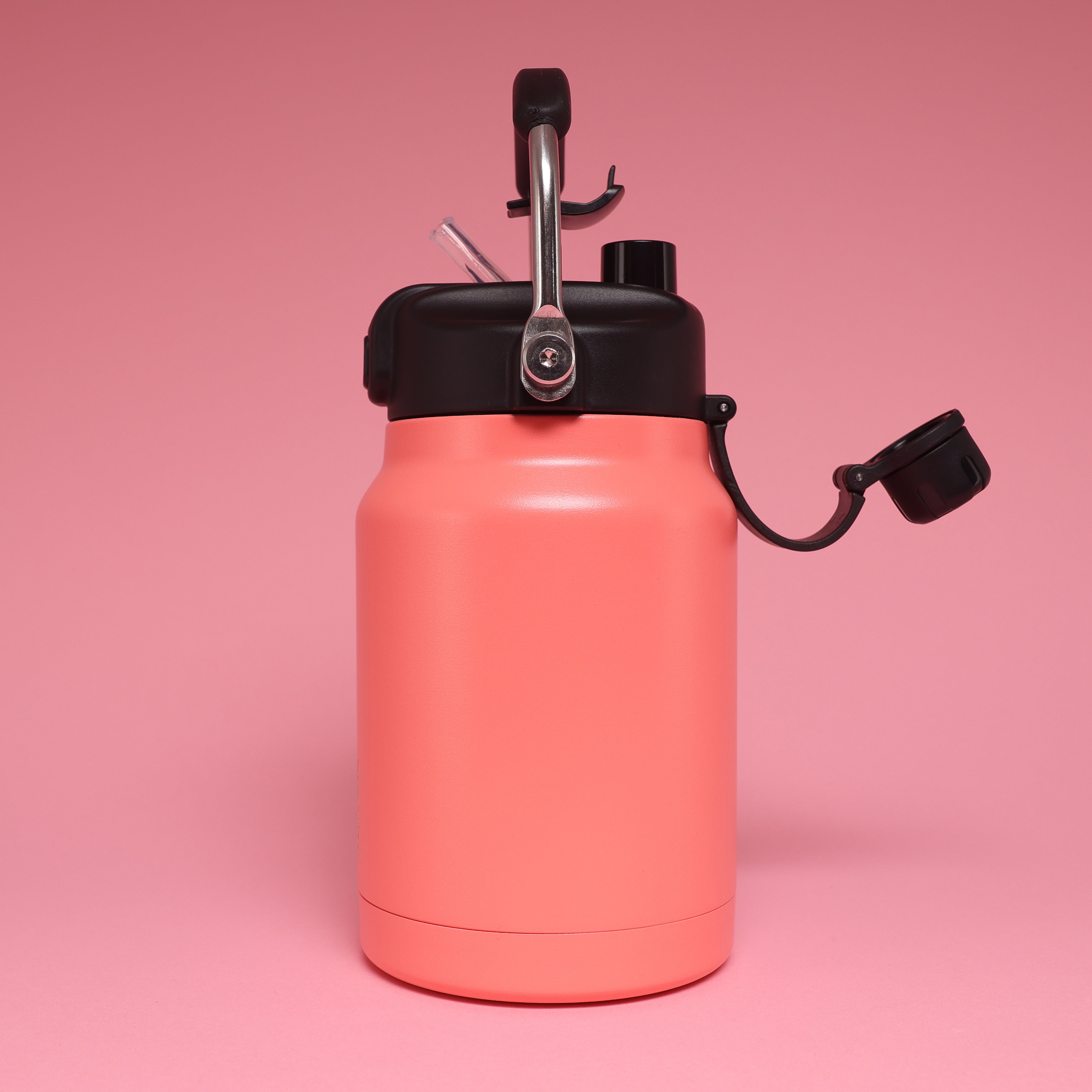 Versai 1L / 1.5L / 2.2L Salmon Pink Stainless Steel Straw Spout Water Bottle
